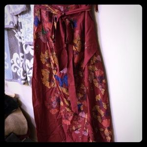 Gorgeous red with flowers long skirt